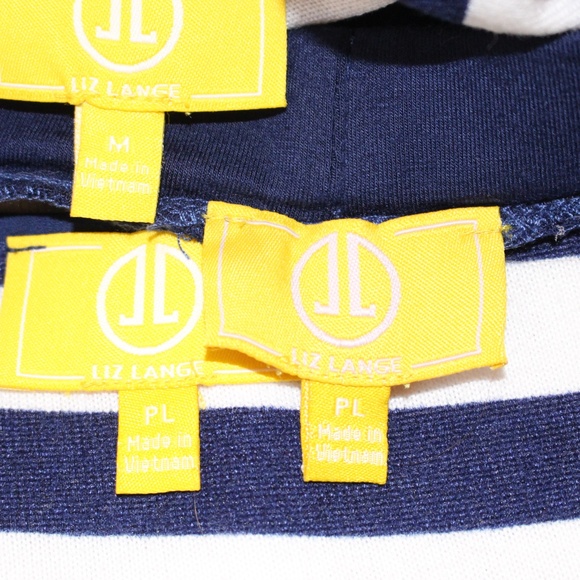 LIZ LANGE, Women’s Navy and White Striped Knit Cardigan ,Tank top & pants Set - Picture 8 of 9